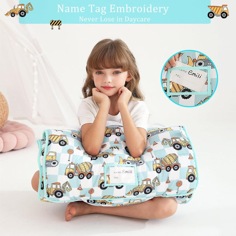 lasoftan Toddler Nap Mat for Preschool 50''x30'' Sleeping Mat with Removable Pillow and Minky Blanket for Kids Ages 3-7 Roll Up Soft Sleeping Bag for Boys Girls Kindergarten Daycare Sleepover - Image 5